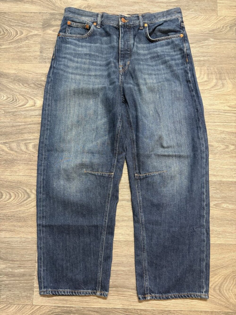 Madewell Darted Barrel Leg Jeans 29 High Rise Blue Denim Relaxed Fit Medium Wash